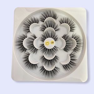 (7) Pairs of Long False Solid Black Mink Lashes